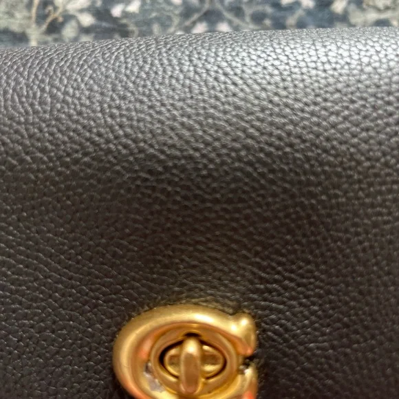 Coach Black Leather Shoulder Bag with Gold Accents - Picture 6 of 8